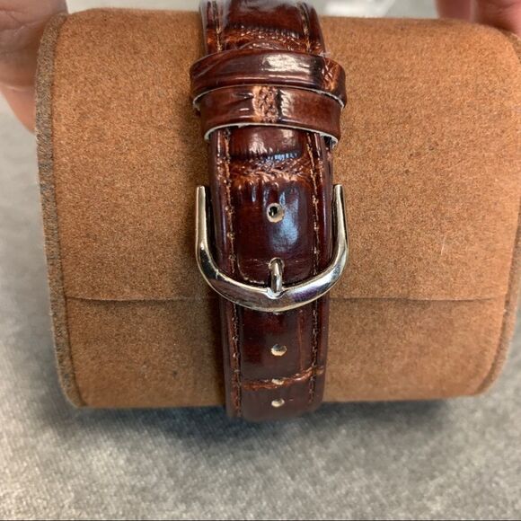 Nina Burgundy brown square cubic zirconia crystal rhinestone trim watch - Picture 5 of 8